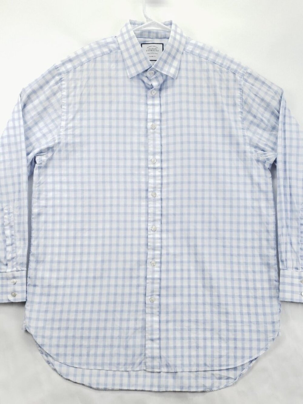 Charles Tyrwhitt Dress Shirt Mens 16.5 35 Blue White Classic Fit Button-Up